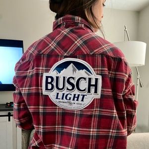 Embroidered Busch light Logo flannel